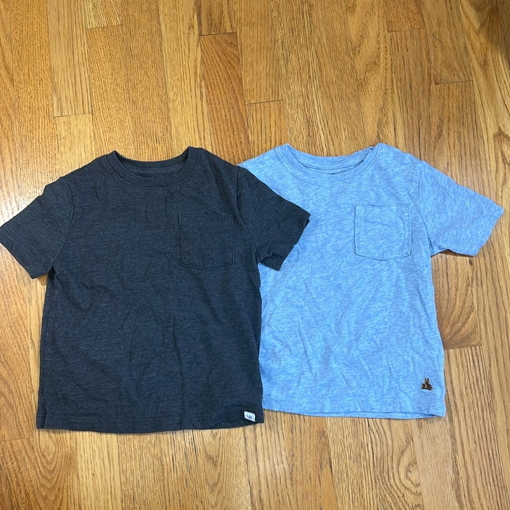 Lot of Two Gap Pocket Tees. Dark Gray and Light Blue